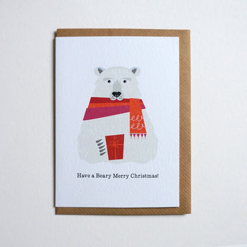 Retro Scandinavian Polar Bear Christmas Card, 2 of 2