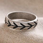 Men's Textured Leaf Stainless Steel Ring, thumbnail 1 of 7