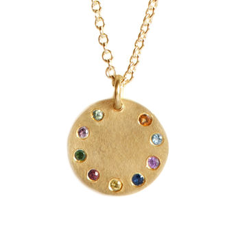 Multicoloured Sapphire 9ct Gold Pendant, 3 of 10