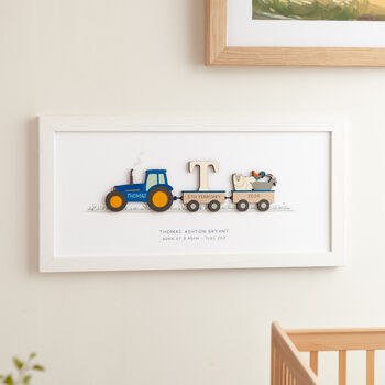 Personalised New Baby Name Tractor Print, 2 of 3