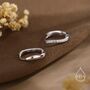Sterling Silver Irregular Shaped Minimalist Cz Crystal Huggie Hoop Earrings, thumbnail 4 of 11