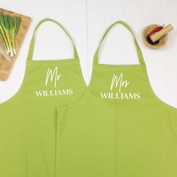 Mr And Mrs Ballpen Personalised Apron Set, 3 of 7