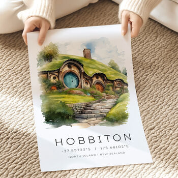 The Shire Travel Poster Of Hobbiton New Zealand, 2 of 7