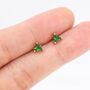 Sterling Silver Emerald Green Cz Triangle Stud Earrings, thumbnail 5 of 11