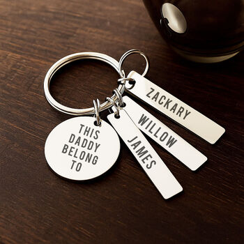Personalised Daddy Engraved Steel Keyring Gift For New Dad, 2 of 2