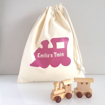 Personalised Wooden Name Train And Gift Bag, 8 of 12