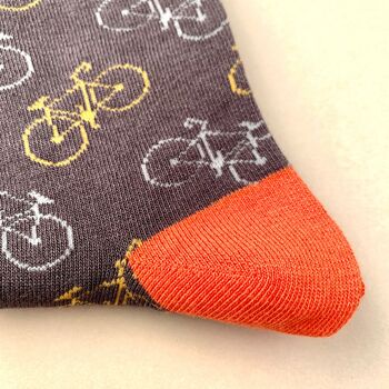 Men's Bamboo Little Bike Socks In Charcoal, 2 of 2