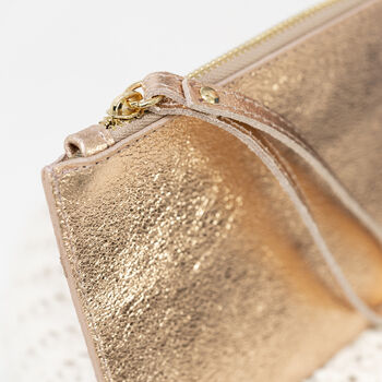 Metallic Leather Clutch Purse With Wrist Strap, 5 of 12