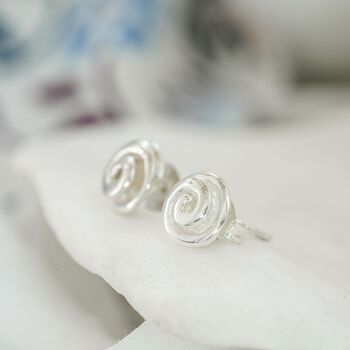 Silver Swirl Stud Earrings, 4 of 4