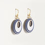 White And Navy Circular Earrings, thumbnail 3 of 6