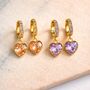 Crystal Heart Drop Earrings With Stone Set Hoops, thumbnail 1 of 3