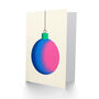 Blue Pink Bauble Bright Modern Xmas Christmas Card, thumbnail 2 of 4