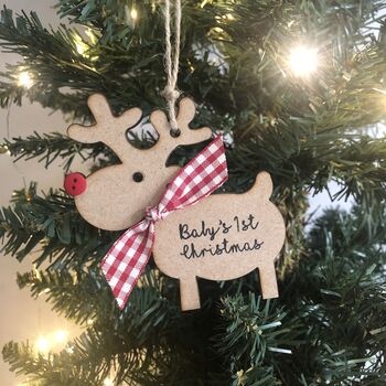 Personalised Baby's 1st Christmas 2023 Wooden Reindeer, 4 of 12