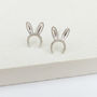 Sterling Silver Bunny Rabbit Ear Studs, thumbnail 1 of 2