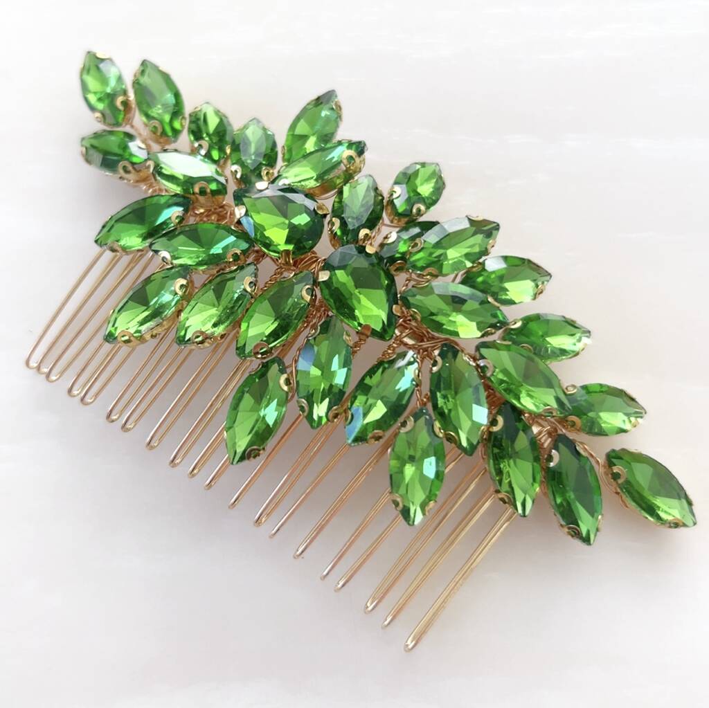 Green Crystal Hair Comb, 1 of 5