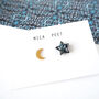 Moon And Star Stud Earrings Gold, Silver And Rose Gold, thumbnail 3 of 4