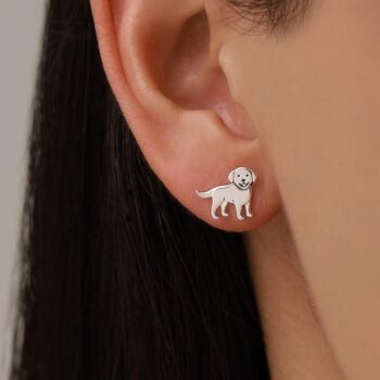 Sterling Silver Labrador Puppy Stud Earrings, 3 of 12