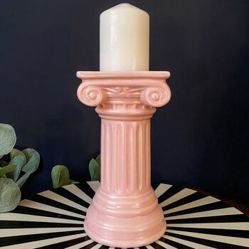 Column Ionic Ceramic Candle Holder Pink, 2 of 5