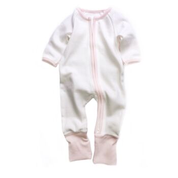 Pink Zip Up Organic Cotton Baby Sleepsuit, 3 of 3