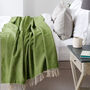Extra Large Green Woven Lambswool Throw, thumbnail 1 of 5