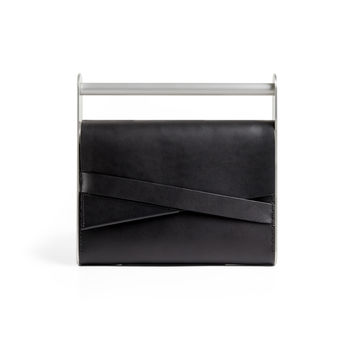 Black Contemporary Leather Clutch With Handle, 6 of 9