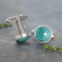 9ct Emerald Cufflink In Sterling Silver, thumbnail 2 of 2