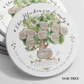 Personalised Family Tree Plaque Ornament Oak Tree, 4 of 4