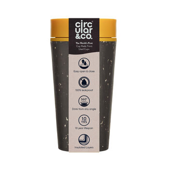 Leak Proof Reusable Cup 12oz Black And Electric Mustard, 6 of 6