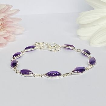 Solid Silver Bracelets With Natural Amethyst Gemstones, 2 of 4