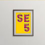 Se5 London Postcode Neon Typography Print, thumbnail 1 of 4