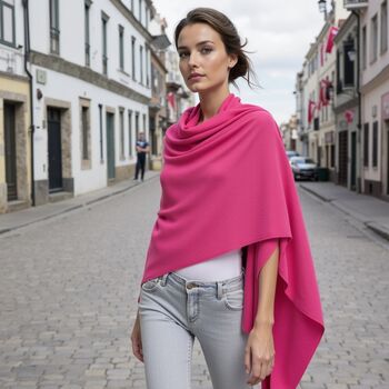 Neon Pink 100% Cashmere Travel Wrap Gift Boxed, 2 of 5