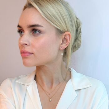 Pearl 18k Gold Plated Drop Earrings, 2 of 3