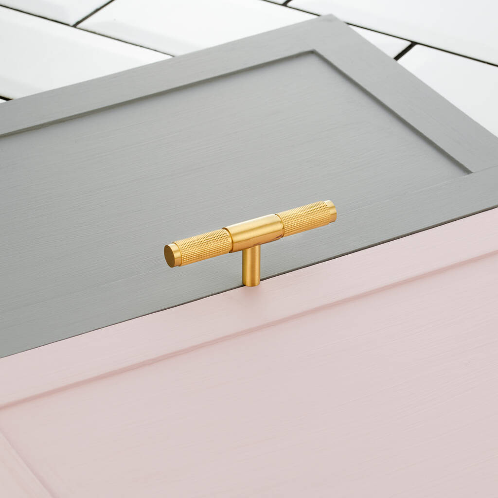 long brushed brass knurled t bar cupboard handles by pushka home