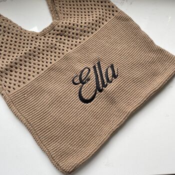 Personalised Embroidered Crotchet Net Shoulder Tote Bag, 2 of 3