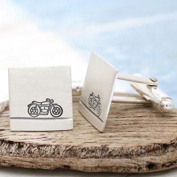Personalised Motorbike Cufflinks. Gift For Dad, 5 of 11