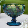 Set Of Four Blue Aurielle Glass Footed Dessert Bowls, thumbnail 2 of 3