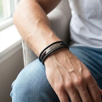 Personalised Men's Multi Strand Leather Bracelet, 6 of 9