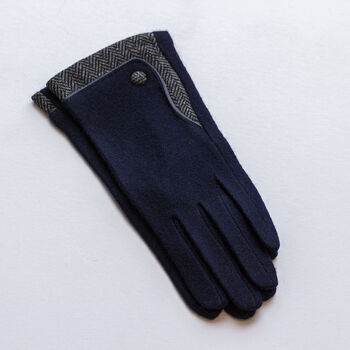 Merino Wool Touch Screen Gloves With Herringbone Cuff, 10 of 12