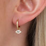 Gold Plated Or Silver Crystal Evil Eye Hoop Earrings, thumbnail 1 of 6