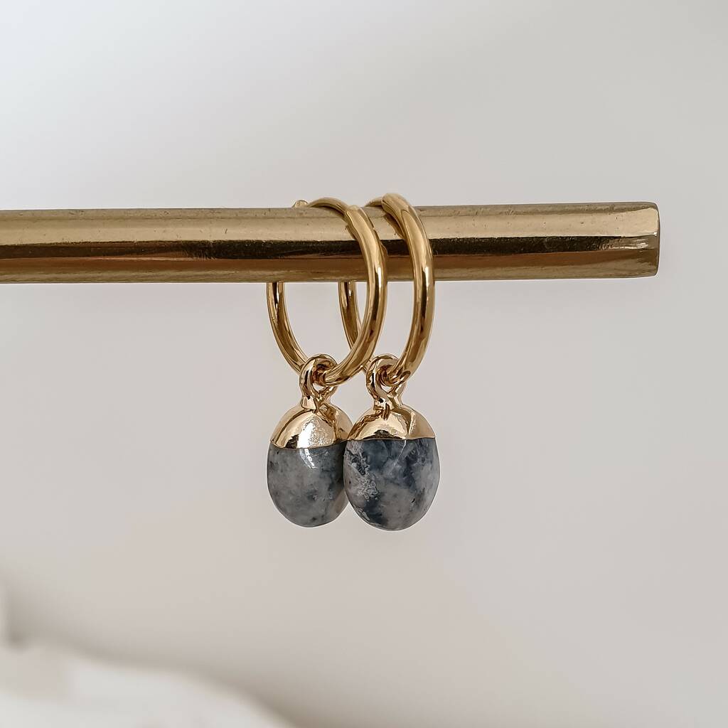 Small Gemstone Hoop Earrings By Misskukie