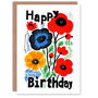 Poppy Flower Pattern Floral Design Her Birthday Card, thumbnail 1 of 4