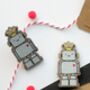 Cute Robot Wooden Pin Badge, thumbnail 3 of 7