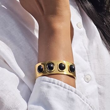 Black Agate Cuff Bangle, 2 of 8