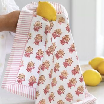 Peony Pink Hand Block Print Tablecloth, 2 of 4