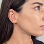 Garden Green Opal Tapered Gold Plated Huggie Earrings, thumbnail 3 of 4