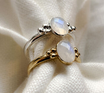 Sterling Silver And Gold Vermeil Moonstone Cluster Ring, 6 of 7