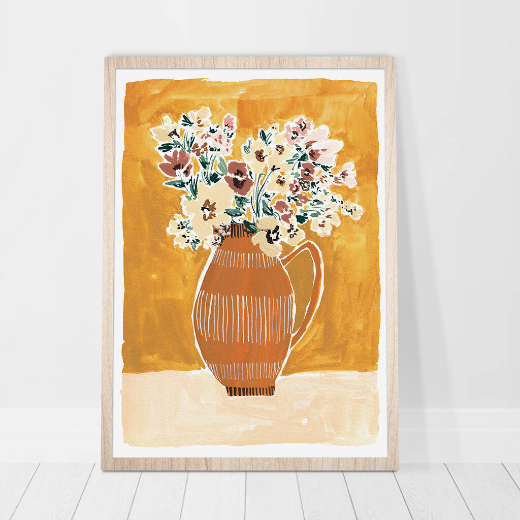 Mustard And Dusky Pink | Floral Vase Print, 1 of 6