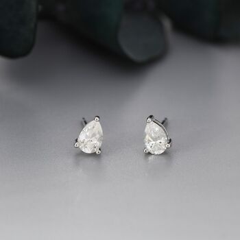 Sterling Silver Pear Cut Moissanite Earrings, 5 of 8