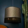 Senzo Spot Charcoal Fringed Lampshades With Gold Lining, thumbnail 1 of 10