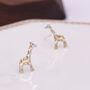 Giraffe Stud Earrings In Sterling Silver, thumbnail 8 of 11